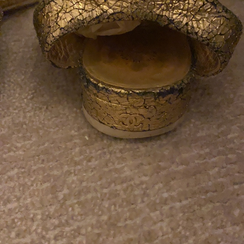 Chanel Gold Sandals With Gold Chains - image 3